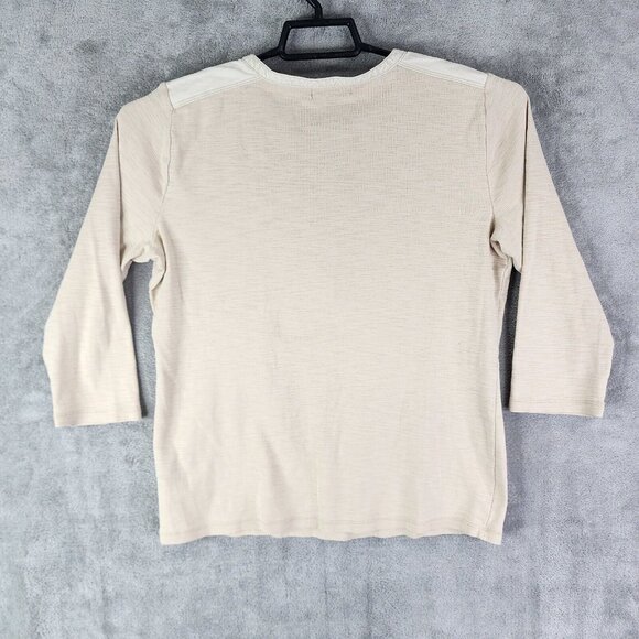 Womens LRL Lauren Ralph Lauren Henley Shirt 3/4 Sleeve Pocket 1/2 Button Down L - Picture 5 of 8